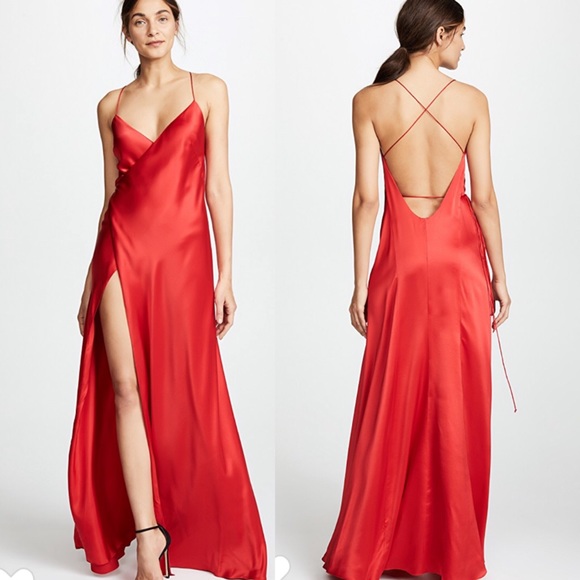 michelle mason red silk dress